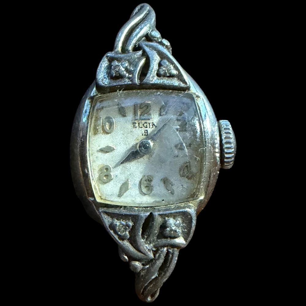 Vintage Elgin Ladies Watch 10K RGP Bezel Stainless Steel Back Art Deco Style